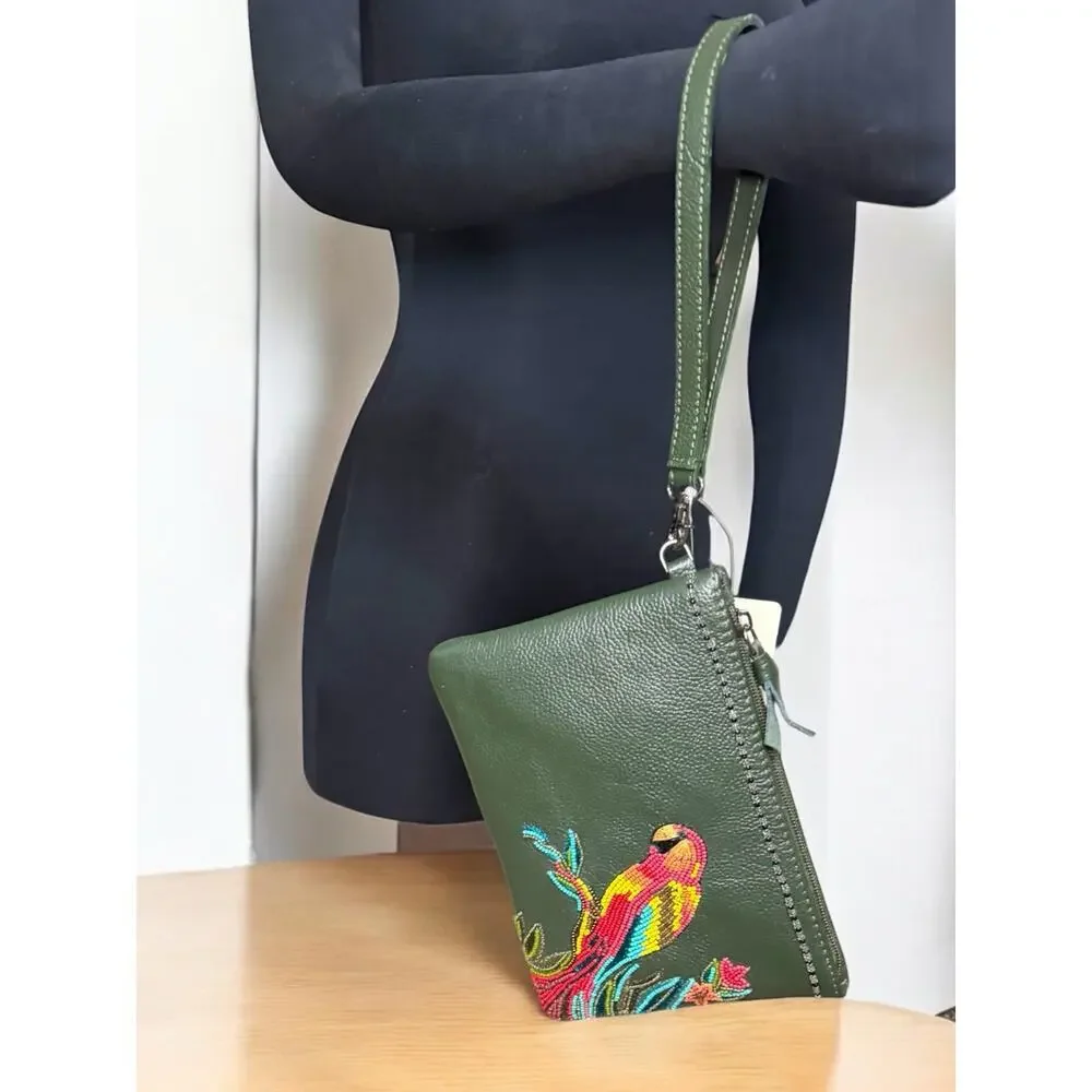 NWT Mary Frances Bag #S001 - 847 “Feathered Friend” Large Wristlet